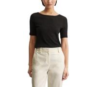 Marc O'Polo Damen 51399 Damen T Shirt mit leicht melierter Oberfl Che bequemes Oberteil aus Bio Baumwolle Schlichtes Kurz, Schwarz, S EU