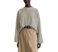 Langarmshirt MARC O'POLO "aus garngefärbtem Heavy-Slub-Jersey", Damen, Gr. XS, dunkelblau, Obermaterial: 100% Baumwolle, gestreift, Basic, regular fit, normaler Saum, Shirts Langarmshirt (46923655-XS)