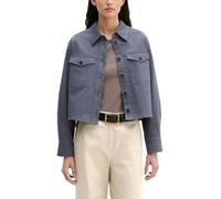 Kurzjacke MARC O'POLO "aus Brushed Cotton Twill", Damen, Gr. 42, grau (blau graphite), Obermaterial: 56% Baumwolle, 41% Lyocell, 3% Elasthan, unifarben, loose fit, Manschette, Jacken Kurzjacke (192825