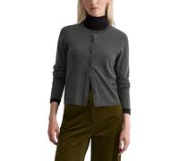 Cardigan MARC O'POLO "aus Schurwolle-Viskose-Mix", Damen, Gr. S, night grau melange, Obermaterial: 50% Schurwolle, 33% Viskose, 17% Polyamid, unifarben, casual, slim fit, Rundhals, Langarm Rippbündche