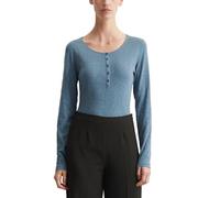 Marc O'Polo Damen Langarmshirt aus Bio-Baumwolle mit Knopfleiste, Blau (Hazy Blue), XL