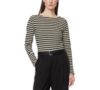 Marc O'Polo Damen Langarmshirt aus Bio-Baumwolle mit U-Boot-Ausschnitt, Mehrfarbig (Multi/Black), XXS