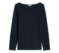 Marc O'Polo Damen Langarmshirt - T-SHIRT LONGSLEEVE, U-Boot-Ausschnitt, Baumwolle Dunkelblau / L L Blau