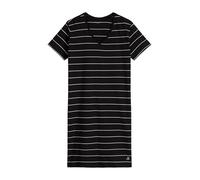 Nachthemd MARC O'POLO "Mix N Match Cotton", Damen, Gr. L, N-Gr, schwarz stripe 2, Single Jersey, Obermaterial: 100% Baumwolle, bequem kniefrei, V-Ausschnitt, Kleider Nachthemd, mit V-Ausschnitt und ku