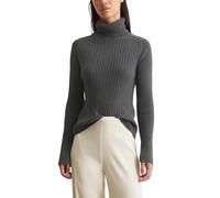 Marc O'Polo Damen Rollkragenpullover aus Bio-Baumwolle mit Rippstrickmuster, Grau (Deep Grey Melange), XXS