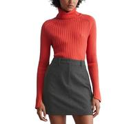 Marc O'Polo Damen Rollkragenpullover aus Bio-Baumwolle mit Rippstrickmuster, Orange (Poppy Red), XXL