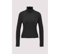 Stehkragenpullover MARC O'POLO "aus Heavy Weight Cotton", Damen, Gr. M, schwarz (coal grau melange), Obermaterial: 100% Baumwolle, unifarben, Pullover Stehkragenpullover (68156208-M) coal grau melange