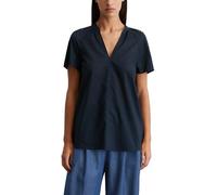 Marc O'Polo Damen Shirtbluse aus Bio-Baumwolle mit V-Ausschnitt, Blau (Deep Blue Sea), 40