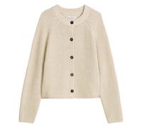 Marc O'Polo Damen Strickjacke - Rippstrick-Cardigan, Rundhals, Organic Cotton, Loose Fit S Beige
