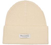 Beanie MARC O'POLO, Damen, beige, Rippstrick, Baumwolle, casual, Mützen, breiter Umschlag, Markenlabel, Rippstrick (85585360-0) beige