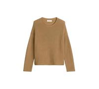 Strickpullover MARC O'POLO "aus Heavy-Weight-Organic-Cotton", Damen, Gr. XL, braun (pure sand), Obermaterial: 100% Baumwolle, unifarben, casual, U-Boot-Ausschnitt, Langarm, Pullover (75472439-XL) pure