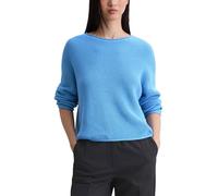 Strickpullover MARC O'POLO "aus Heavy-Weight-Organic-Cotton", Damen, Gr. L, blau (cloudless blau), Obermaterial: 100% Baumwolle, unifarben, U-Boot-Ausschnitt, Pullover (14305457-L) cloudless blau