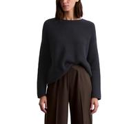 Strickpullover MARC O'POLO "aus Heavy-Weight-Organic-Cotton", Damen, Gr. XS, blau (deep night blau), Obermaterial: 100% Baumwolle, unifarben, casual, U-Boot-Ausschnitt, Langarm, Pullover (52493959-XS)