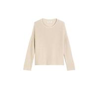 Strickpullover MARC O'POLO "aus Heavy-Weight-Organic-Cotton", Damen, Gr. S, beige (sandy melange), Obermaterial: 100% Baumwolle, unifarben, casual, U-Boot-Ausschnitt, Langarm, Pullover (67905136-S) sa