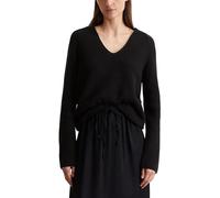 Marc O'Polo Damen Strickpullover mit V-Ausschnitt Slim Fit, Schwarz (Black), L