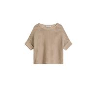 Strickpullover MARC O'POLO "aus Organic Cotton-Leinen-Mix", Damen, Gr. XL, sandpaper, Obermaterial: 90% Baumwolle, 10% Leinen, unifarben, Rundhals, Pullover Strickpullover (71579861-XL) sandpaper
