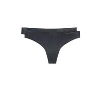 Marc O'Polo Damen String 2-Pack Second Skin - Anthracite Stripe - Größe M