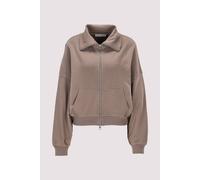Sweatjacke MARC O'POLO "mit recycelter Baumwolle", Damen, Gr. M, stone taupe, Obermaterial: 100% Baumwolle, unifarben, oversize, Sweatjacken Sweatjacke (64625256-M) stone taupe