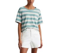 Marc O'Polo Damen T-Shirt aus Bio-Baumwolle gestreift, Mehrfarbig (Multi/Pure Teal), S