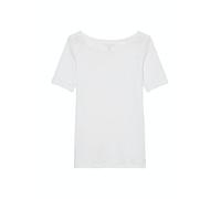 Marc OߴPolo Damen T-Shirt aus Bio-Baumwolle mit U-Boot-Ausschnitt, Weiß (White), S