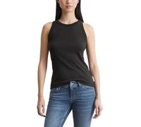 T-Shirt MARC O'POLO "aus Rippjersey", Damen, Gr. XL, schwarz, Obermaterial: 100% Baumwolle, unifarben, regular fit, Rundhals, Shirts T-Shirt (33762048-XL) schwarz