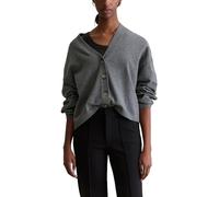 Cardigan MARC O'POLO DENIM "relaxed fit aus Soft Cotton Stretch", Damen, Gr. M, asphalt melange, Strick, Obermaterial: 58% Baumwolle, 25% Polyamid, 17% Polyester, relaxed fit normal, V-Ausschnitt, Rip