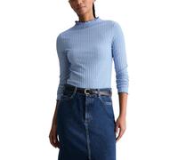 Langarmshirt MARC O'POLO DENIM "aus Bio-Baumwoll-Mix", Damen, Gr. XXL, medium blau, Obermaterial: 96% Baumwolle, 4% Elasthan, unifarben, Basic, slim fit, Babylock, Shirts Langarmshirt (33402260-XXL) m