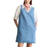 Jeanskleid MARC O'POLO DENIM "mit Ananasblattfasern", Damen, Gr. M, Normalgrößen, medium blau, Obermaterial: 86% Baumwolle, 14% PAF, unifarben, loose fit kurz, V-Ausschnitt, normaler Saum, Kleider (42