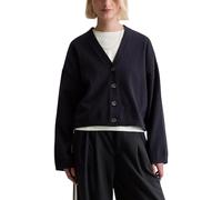 Cardigan MARC O'POLO DENIM "aus Soft Cotton Stretch", Damen, Gr. XXS, dunkelblau melange, Obermaterial: 58% Baumwolle, 25% Polyamid, 17% Polyester, unifarben, relaxed fit, V-Ausschnitt, Bündchen, Stri