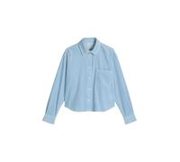 Langarmbluse MARC O'POLO DENIM "mit lässiger Bubble-Struktur", Damen, Gr. XL, blau dusk, Obermaterial: 100% Baumwolle, unifarben, loose fit normal, Manschette, Blusen (20448812-XL) blau dusk
