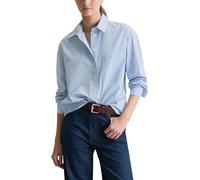 Langarmbluse MARC O'POLO DENIM "aus Papertouch Popeline", Damen, Gr. XL, blau (light blau), Obermaterial: 100% Baumwolle, gestreift, elegant, relaxed fit normal, Langarm Manschette, Blusen (54144430-X