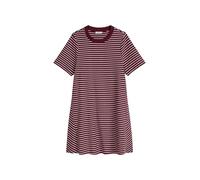 Jerseykleid MARC O'POLO DENIM "aus weichem Organic Cotton", Damen, Gr. M, Normalgrößen, dunkelrot, Obermaterial: 100% Baumwolle, gestreift, relaxed fit knielang, Rundhals, Kleider Jerseykleid (9504296