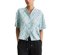 Marc O'Polo Denim Damen Kurzarmbluse mit Stehkragen Cropped, Mehrfarbig (Light Blue Multi 05), S