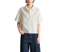 Kurzarmbluse MARC O'POLO DENIM "relaxed aus Leinen-Baumwolle-Mix", Damen, Gr. L, silky weiß, Web, Obermaterial: 56% Leinen, 44% Baumwolle, relaxed fit normal, Blusen (50009101-L) silky weiß