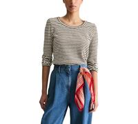 Marc OߴPolo Denim Damen Langarmshirt aus Bio-Baumwolle gestreift, Braun (Dark Brown Multi 02), S