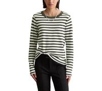 Marc OߴPolo Denim Damen Langarmshirt aus Bio-Baumwolle gestreift, Grün (Dark Green Multi 02), S