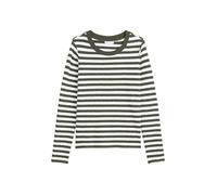 Marc OߴPolo Denim Damen Langarmshirt aus Bio-Baumwolle gestreift, Grün (Dark Green Multi 02), S