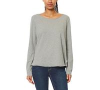 Langarmshirt MARC O'POLO DENIM, Damen, Gr. M, grau (grau, meliert), Slub, Obermaterial: 100% Baumwolle, figurbetont hüftlang, U-Boot-Ausschnitt, abgesteppt, Shirts Langarmshirt, als tolles Langarm-Bas