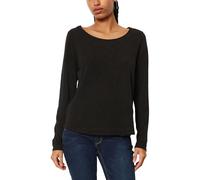 Marc O'Polo Denim Damen Langarmshirt aus Bio-Baumwolle mit U-Boot-Ausschnitt, Schwarz (Black), M