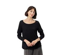 Marc O'Polo Denim Damen Langarmshirt aus Bio-Baumwolle mit U-Boot-Ausschnitt, Schwarz (Black), XS