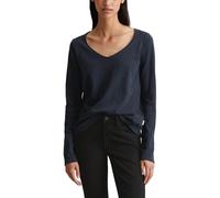 Marc O'Polo Denim Damen Langarmshirt aus Bio-Baumwolle mit V-Ausschnitt, Blau (Scandinavian Blue), XS