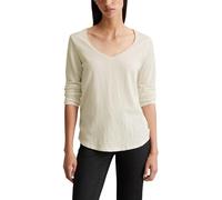 Marc O'Polo Denim Damen Langarmshirt aus Bio-Baumwolle mit V-Ausschnitt, Weiß (Scandinavian White), XL