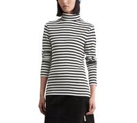 Marc OߴPolo Denim Damen Langarmshirt mit Rollkragen gestreift, Schwarz (Black Multi 01), XS