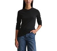 Langarmshirt MARC O'POLO DENIM, Damen, Gr. S, schwarz, Rippware, Obermaterial: 96% Baumwolle, 4% Elasthan, unifarben, slim fit normal, Rundhals, Langarm abgesteppte Kante, Shirts, Rundhalsausschnitt,
