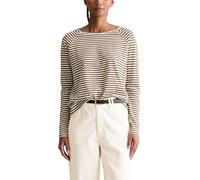 Langarmshirt MARC O'POLO DENIM "aus Loose Knit Jersey", Damen, Gr. L, schwarz braun, Obermaterial: 100% Baumwolle, gestreift, Basic, relaxed fit, Rundhals, normaler Saum, Shirts Langarmshirt (39285031