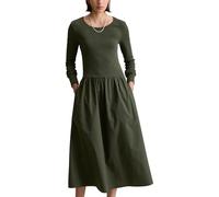 Marc OߴPolo Denim Damen Midikleid mit Stretch-Anteil Langarm, Grün (Pineneedle), XXS