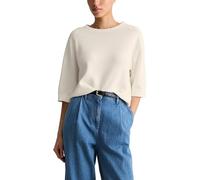 Rundhalspullover MARC O'POLO DENIM, Damen, Gr. L, silky weiß, Obermaterial: 100% Baumwolle, normal, Rundhals, Bündchen, Pullover Rundhalspullover, 3/4 Arm, locker geschnitten (28154601-L) silky weiß