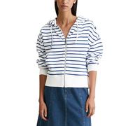 Marc O'Polo Denim Damen Sweatjacke aus Bio-Baumwolle gestreift, Blau (Medium Blue Multi 01), L