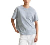 Marc OߴPolo Denim Damen T-Shirt aus Bio-Baumwolle gestreift, Mehrfarbig (Medium Blue Multi 01), M