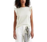 Marc O'Polo Denim Damen T-Shirt mit Ärmel-Volant Regular Fit, Weiß (Silky White), XL